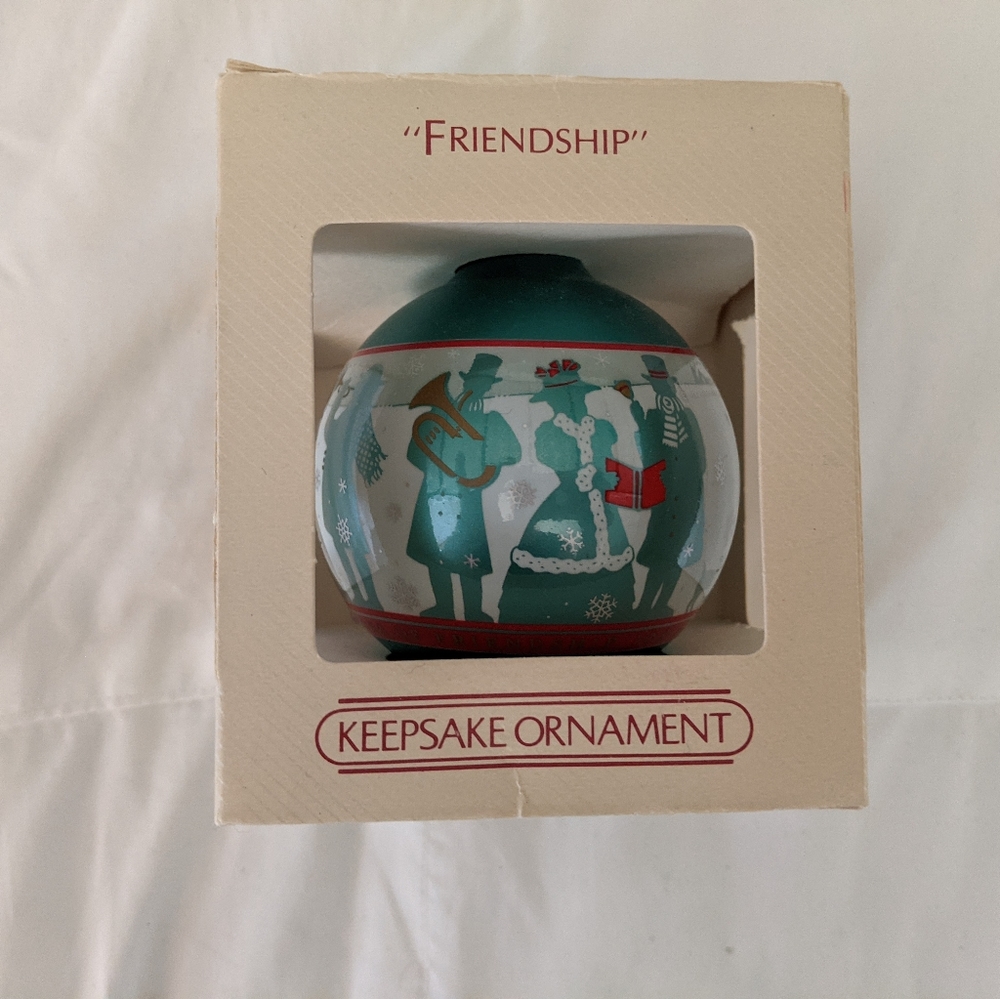 Hallmark Friendship Glass Ornament 1984